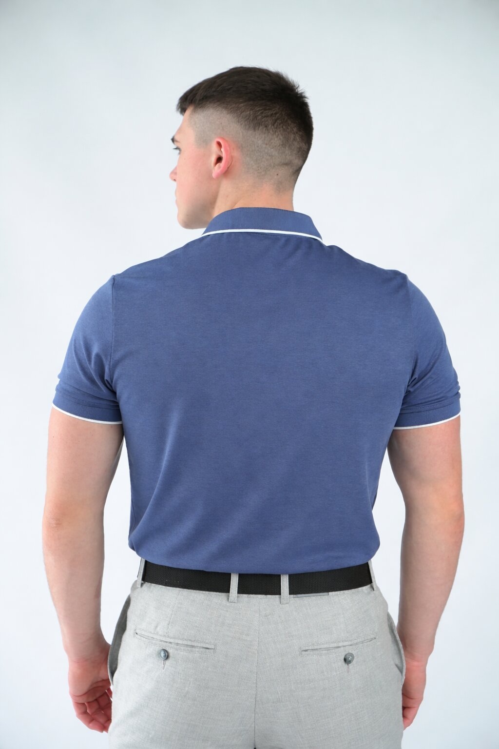 Поло меланж темно-синє