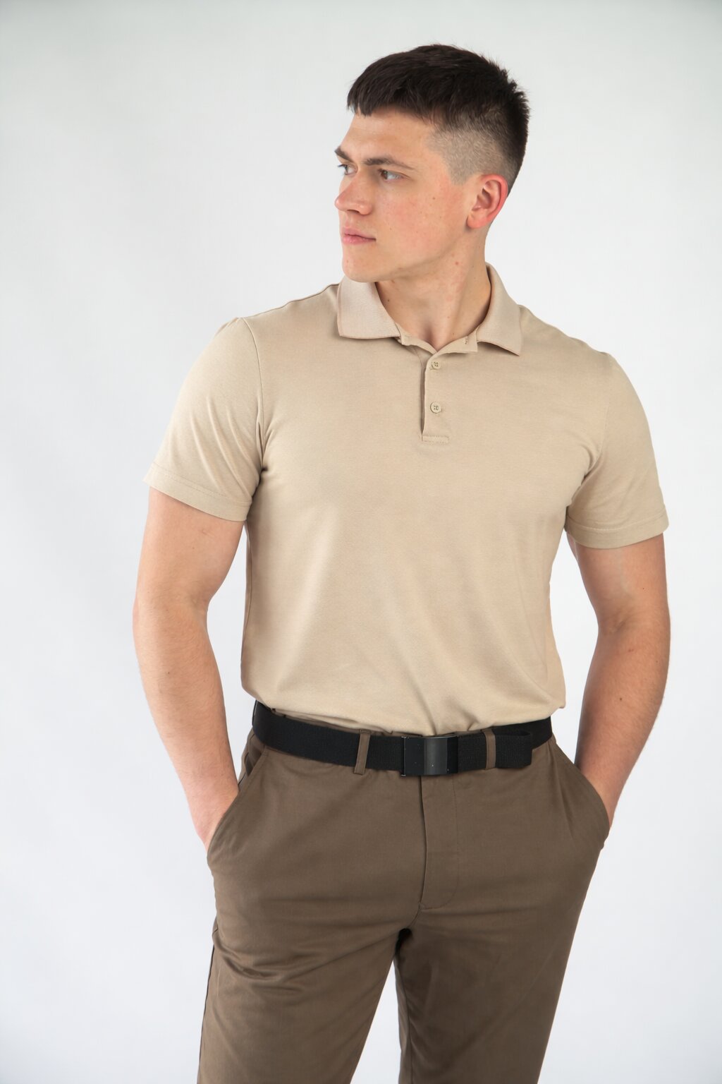 Поло меланж бежеве