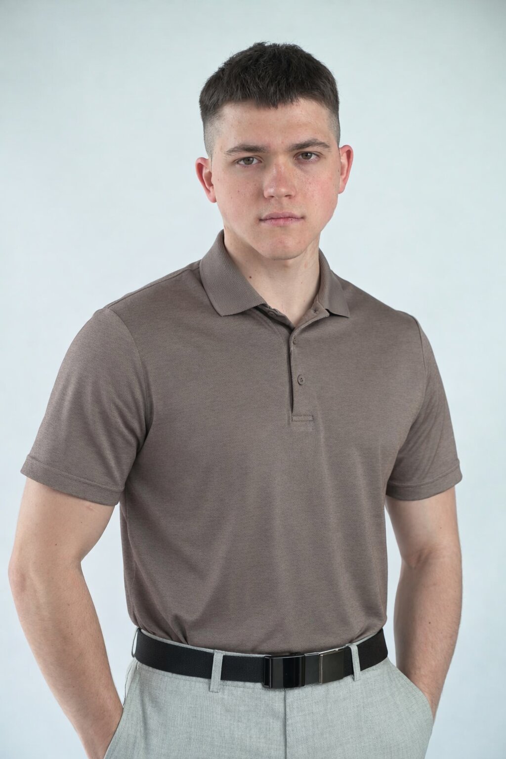 Поло меланж коричневе