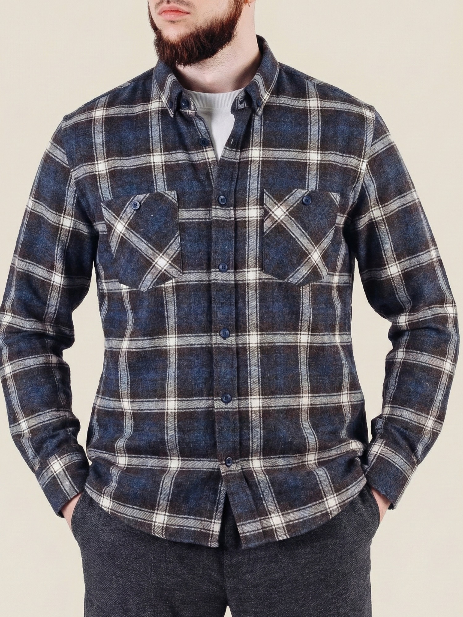 Фланелева сорочка синьо-червона